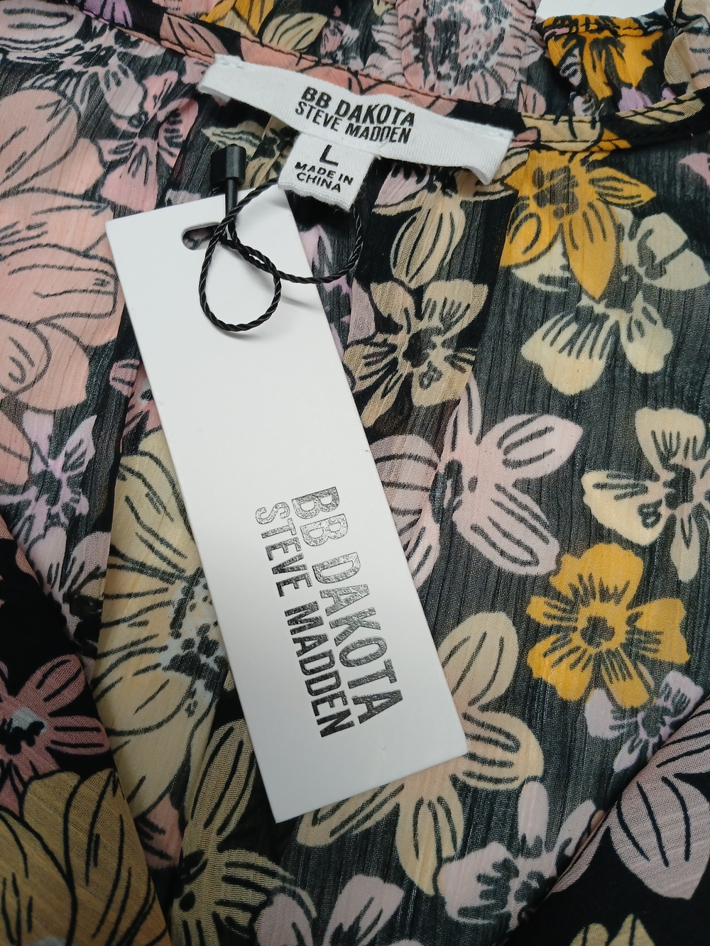 BB Dakota by Steve Madden Black Floral Maxi Dress with Yellow and Pink Flowers - Picture 7 of 11